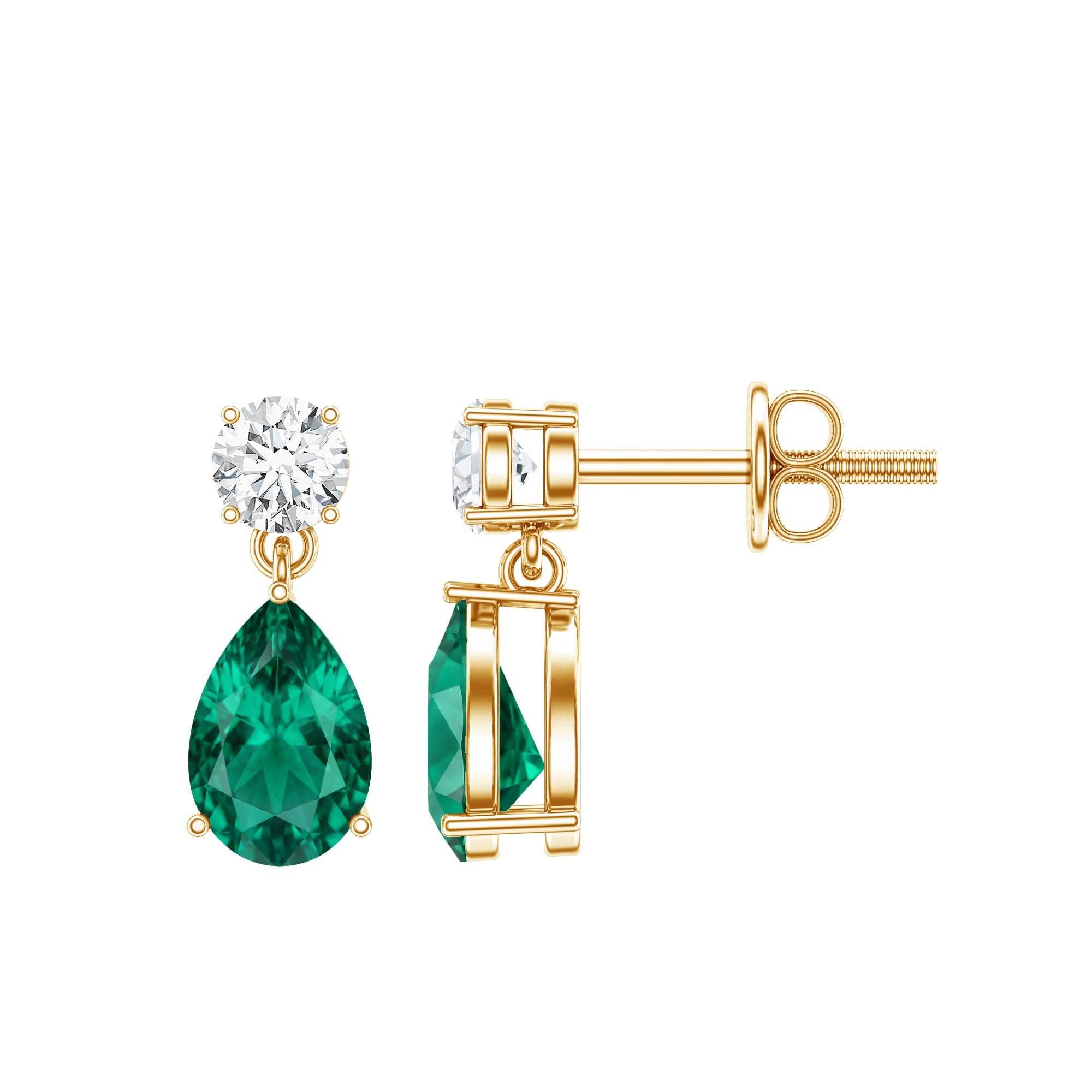 Pear Cut Emerald Earrings – Lab Grown Moissanite Teardrop Dangle Jewelry