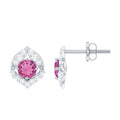 Pink Tourmaline Earrings – AAA Quality Stud Earrings With Sparkling Diamond Accents