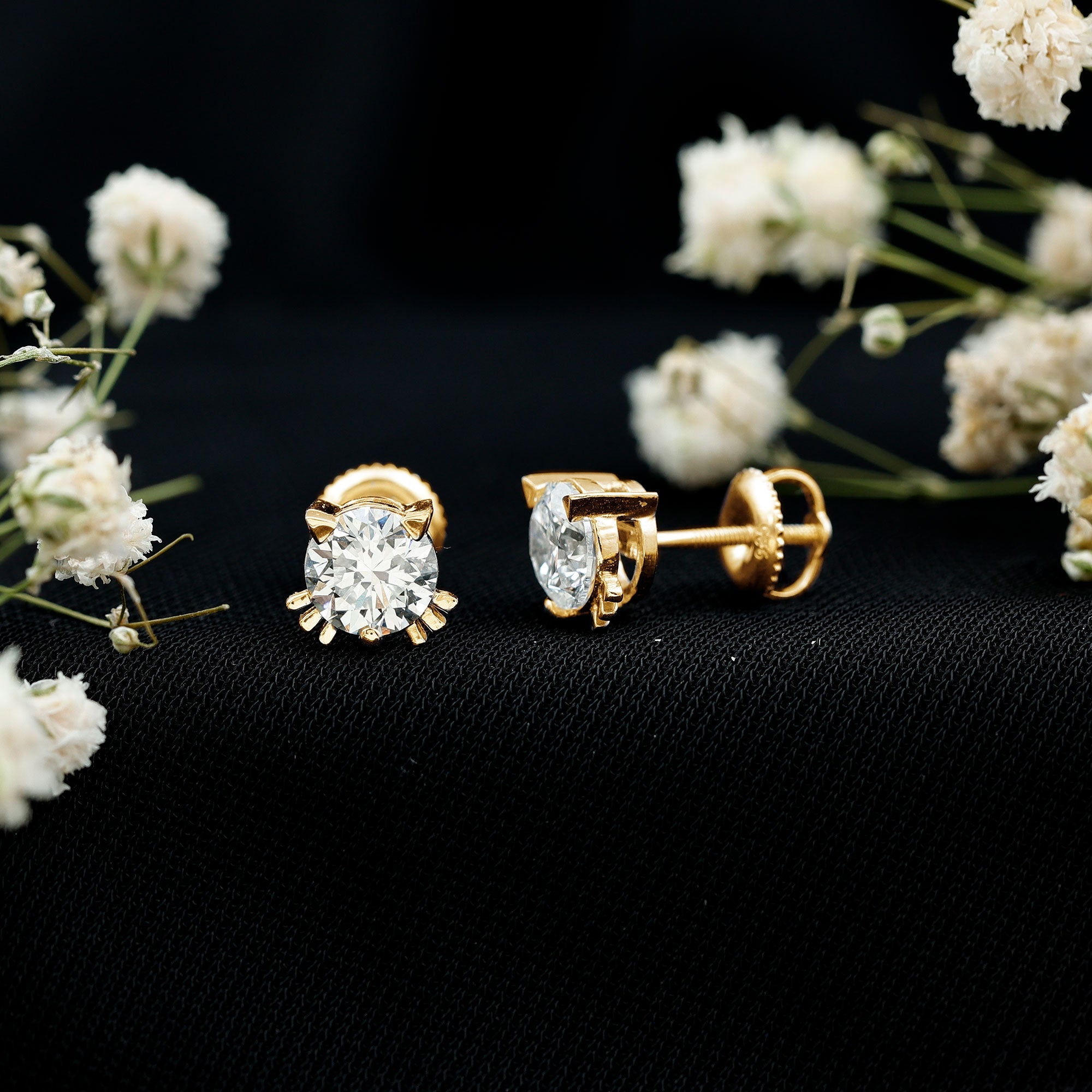 Certified 6MM Lab Grown Diamond Cute Cat Earrings