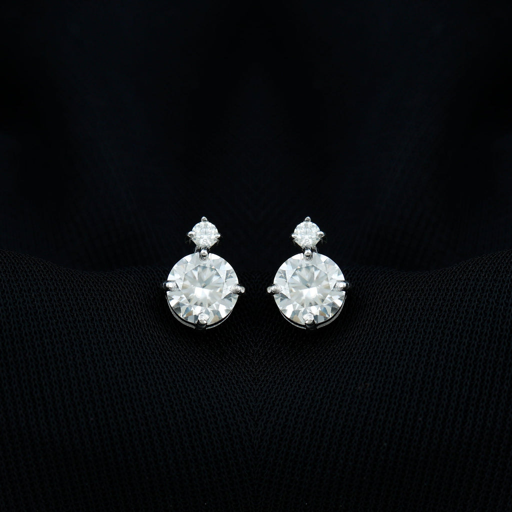 Lab 1.9 Carat Round Diamond Solitaire Stud Earrings