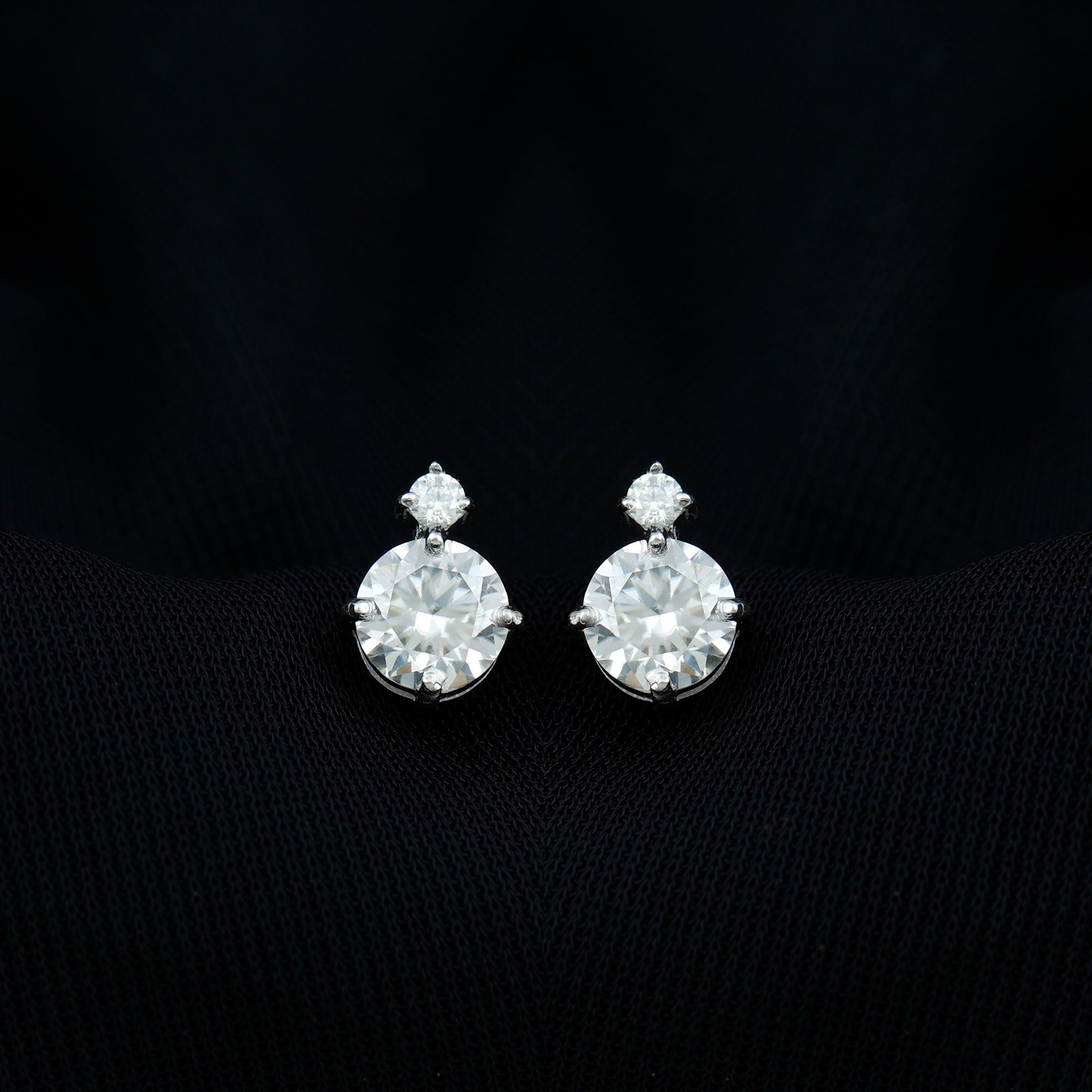 Lab 1.9 Carat Round Diamond Solitaire Stud Earrings
