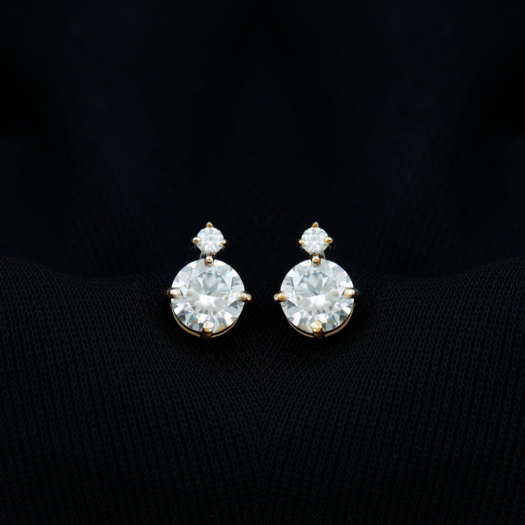 Lab 1.9 Carat Round Diamond Solitaire Stud Earrings