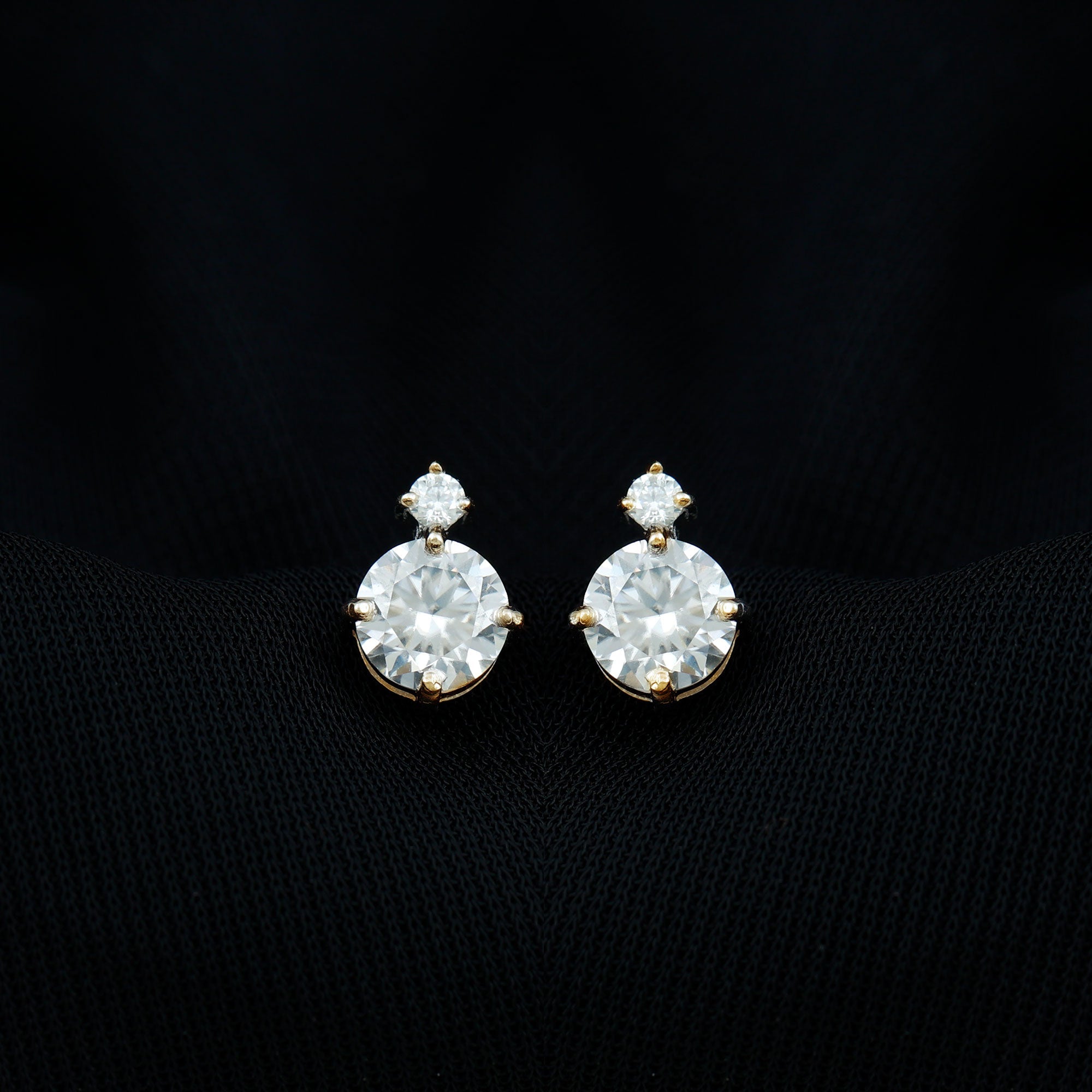 Lab 1.9 Carat Round Diamond Solitaire Stud Earrings
