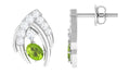 Peridot Stud Earrings – Oval Peridot Jewelry with Diamond & Secure Screw Back