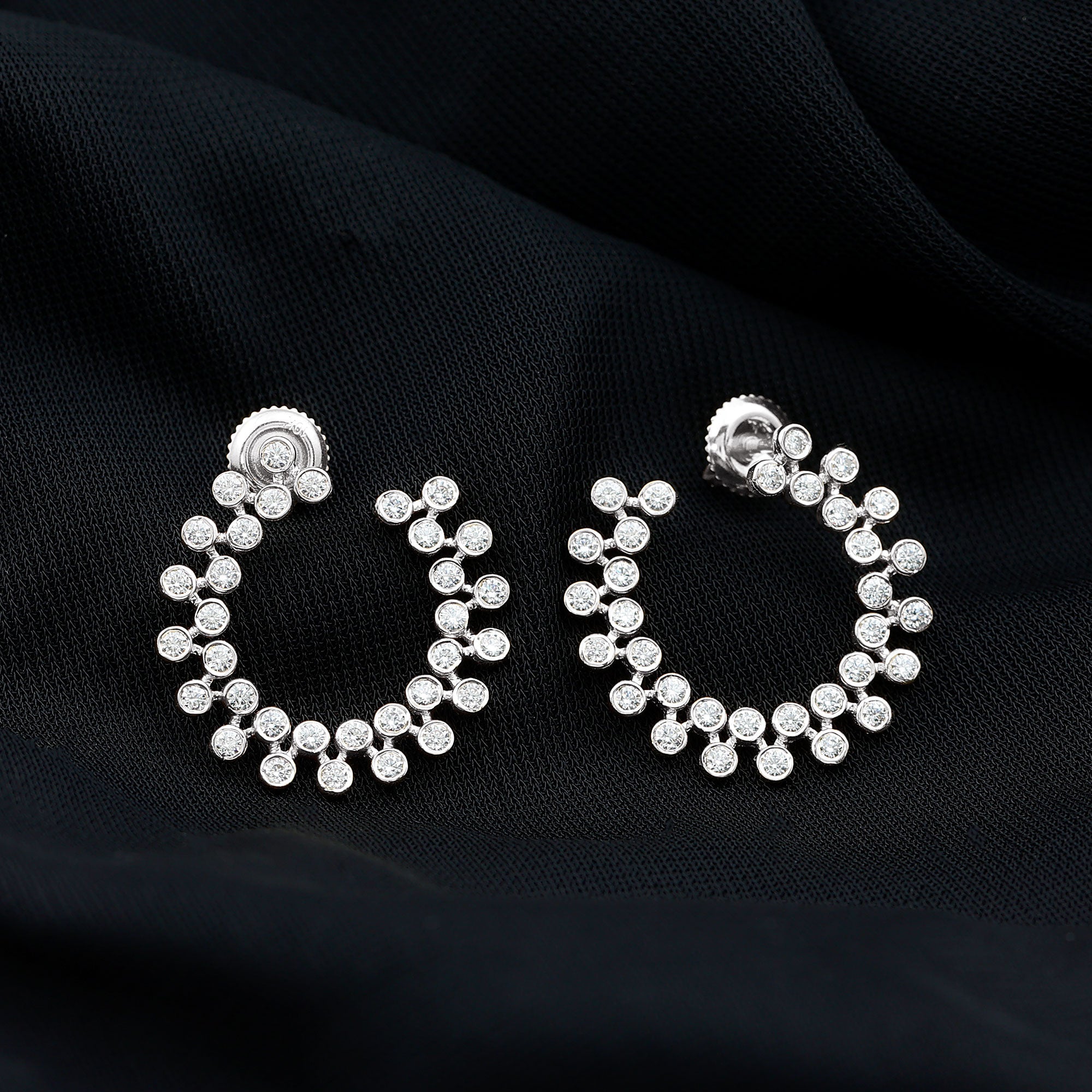 Moissanite Stud Earrings - Circle Stud Earrings With Bezel Setting, Sparkling Round Cut