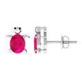 1.2 Carat Turtle Stud Earrings with Oval Cut Ruby