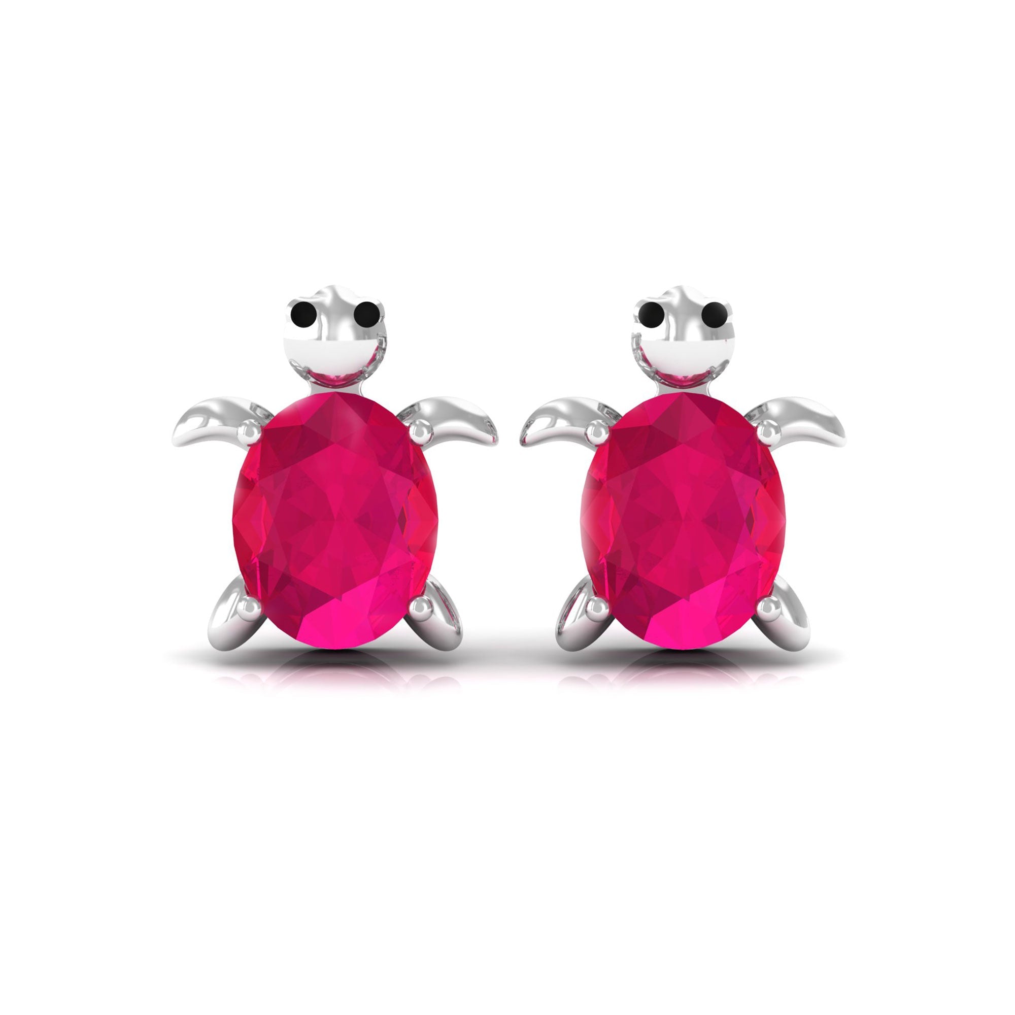 1.2 Carat Turtle Stud Earrings with Oval Cut Ruby
