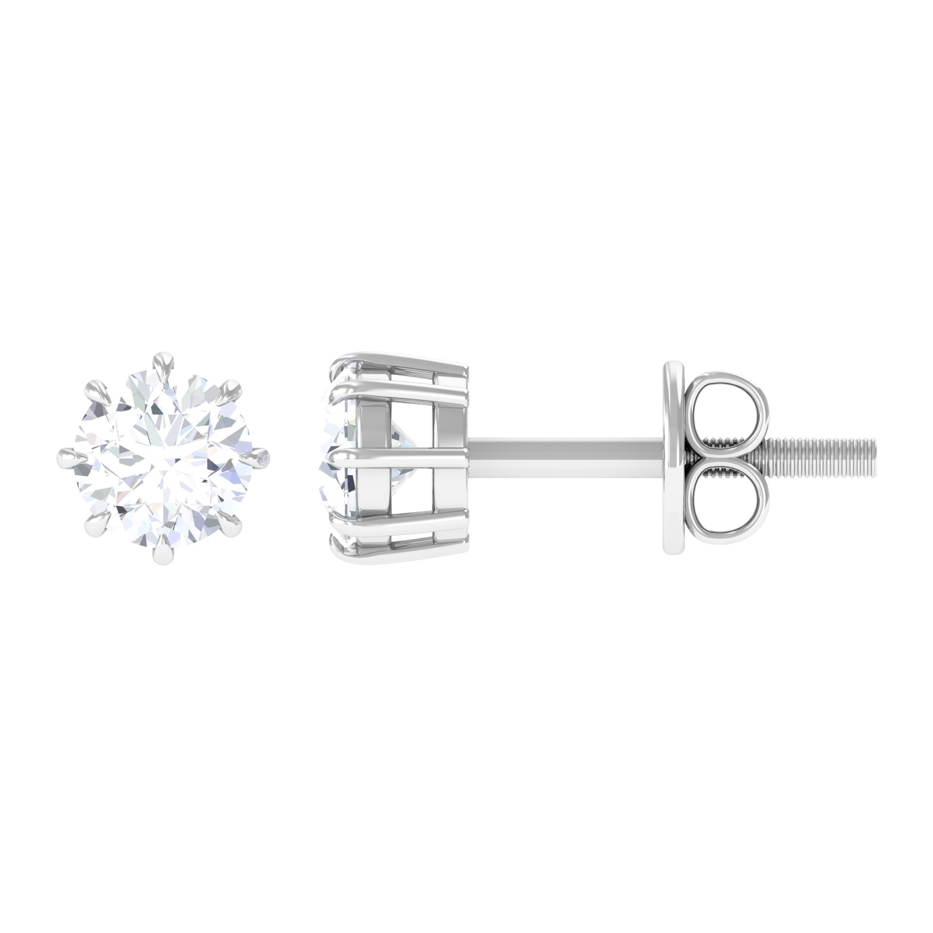 Diamond Stud Earrings – 0.5 Carat Natural Solitaire Round Studs in 8 Claw Prong Setting