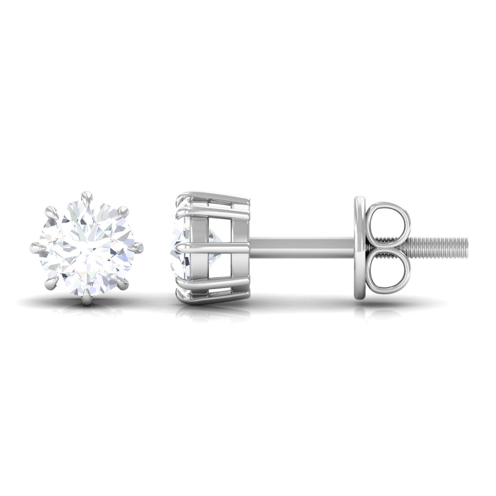 Diamond Stud Earrings – 0.5 Carat Natural Solitaire Round Studs in 8 Claw Prong Setting