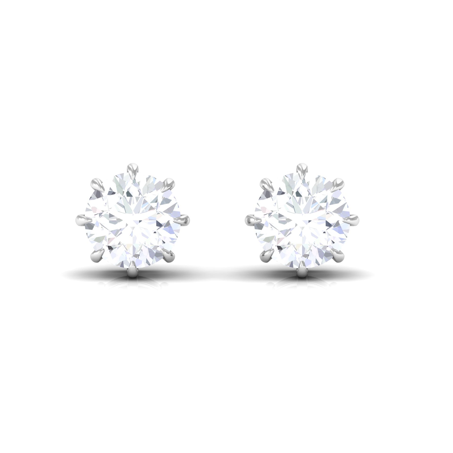 Diamond Stud Earrings – 0.5 Carat Natural Solitaire Round Studs in 8 Claw Prong Setting