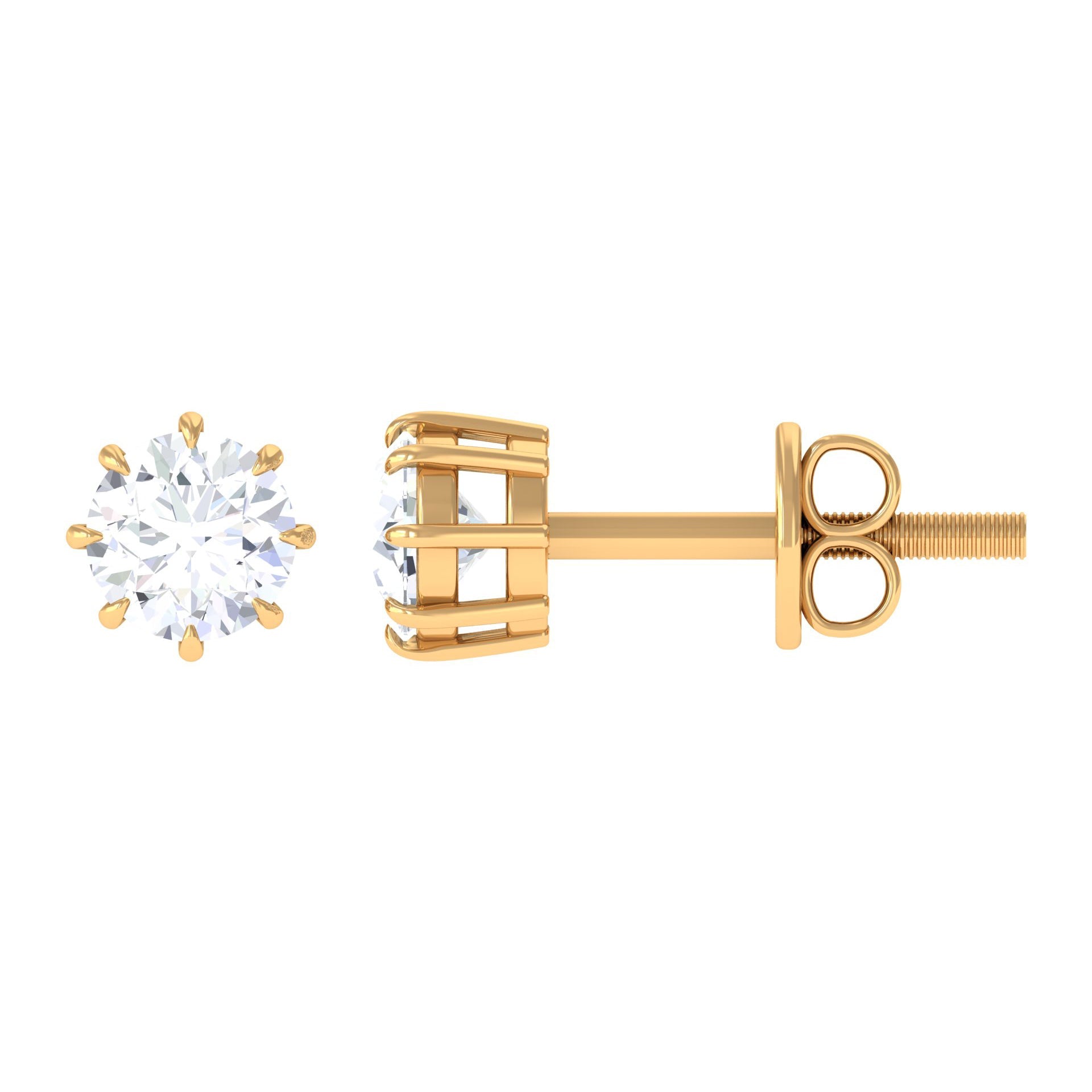 Diamond Stud Earrings – 0.5 Carat Natural Solitaire Round Studs in 8 Claw Prong Setting