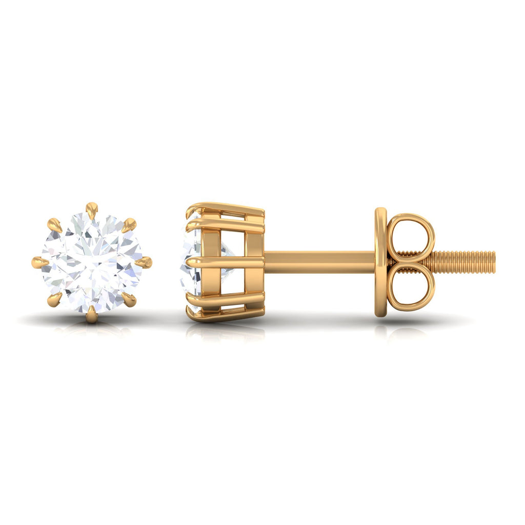 Diamond Stud Earrings – 0.5 Carat Natural Solitaire Round Studs in 8 Claw Prong Setting