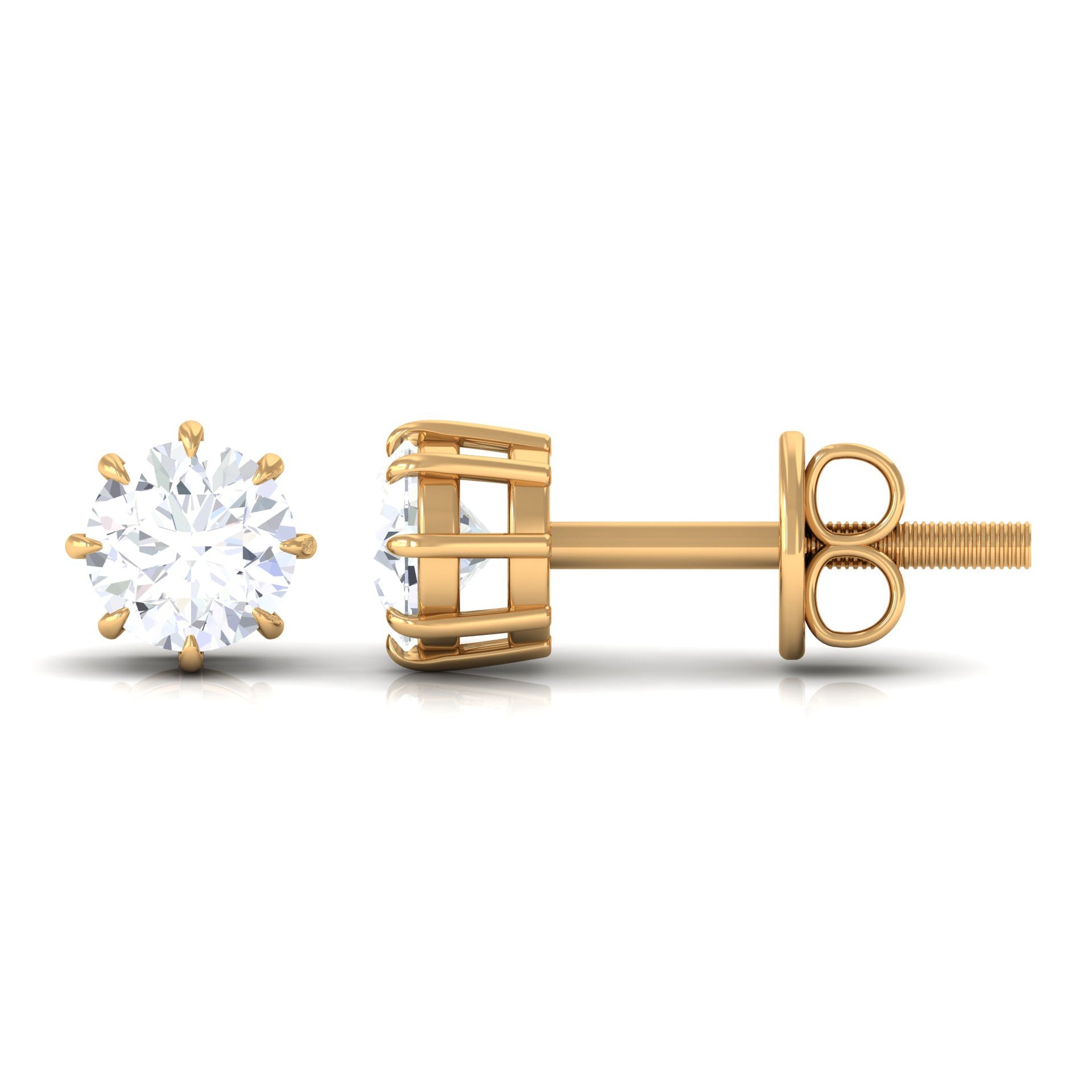Diamond Stud Earrings – 0.5 Carat Natural Solitaire Round Studs in 8 Claw Prong Setting
