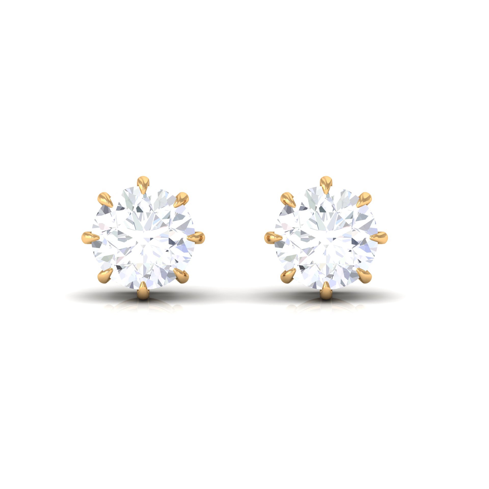 Diamond Stud Earrings – 0.5 Carat Natural Solitaire Round Studs in 8 Claw Prong Setting