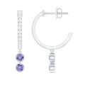 Tanzanite Hoop Earrings – Minimalist Half Hoop Drop With Diamond Accents