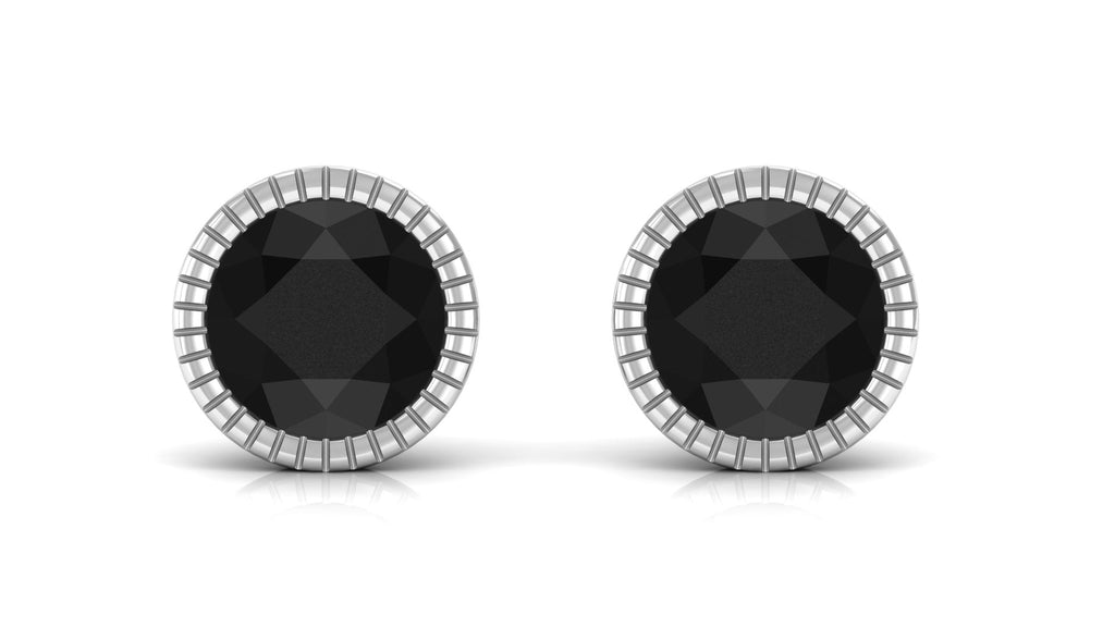 Genuine Black Onyx Solitaire Martini Stud Earrings