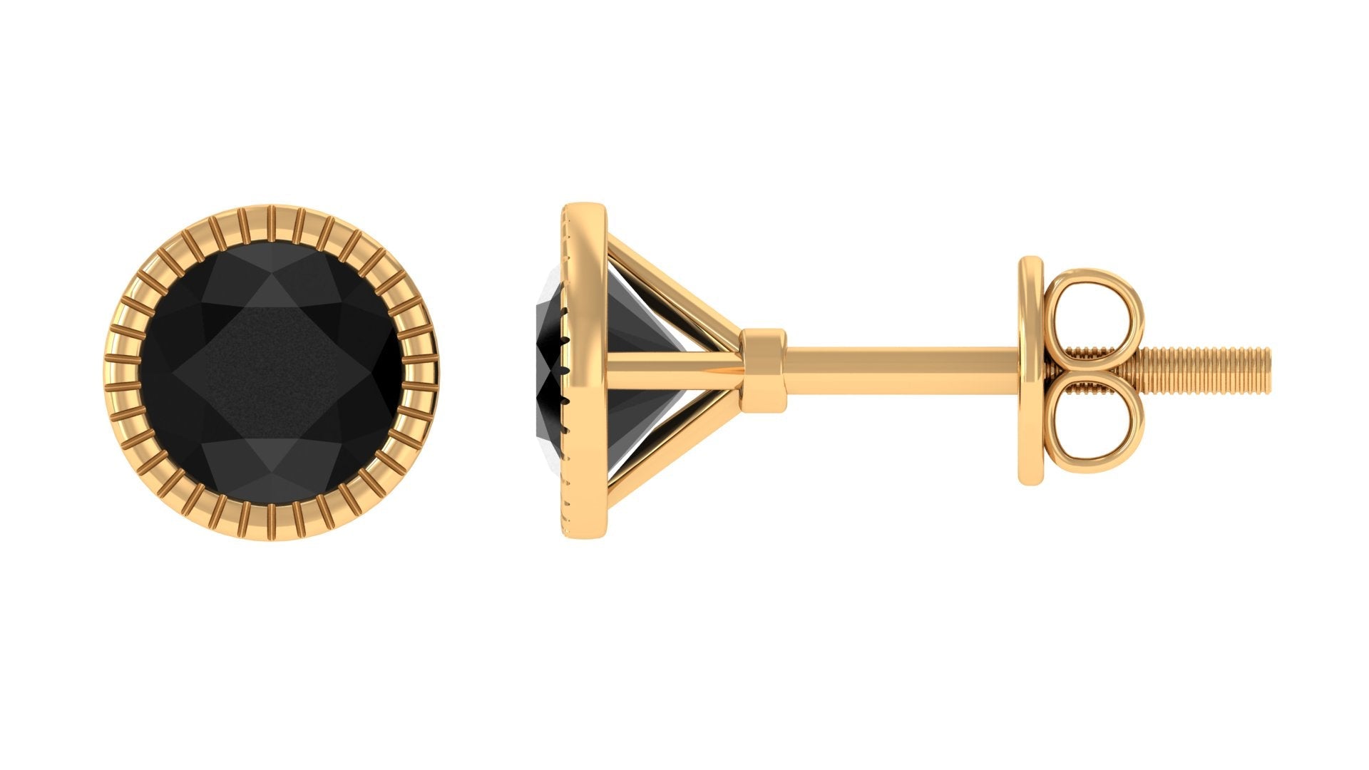 Genuine Black Onyx Solitaire Martini Stud Earrings
