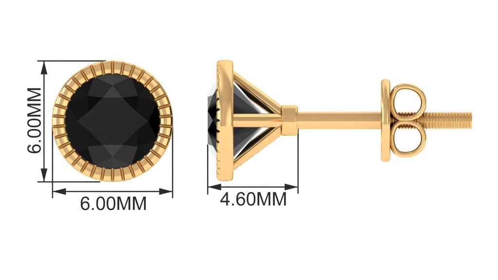 Genuine Black Onyx Solitaire Martini Stud Earrings