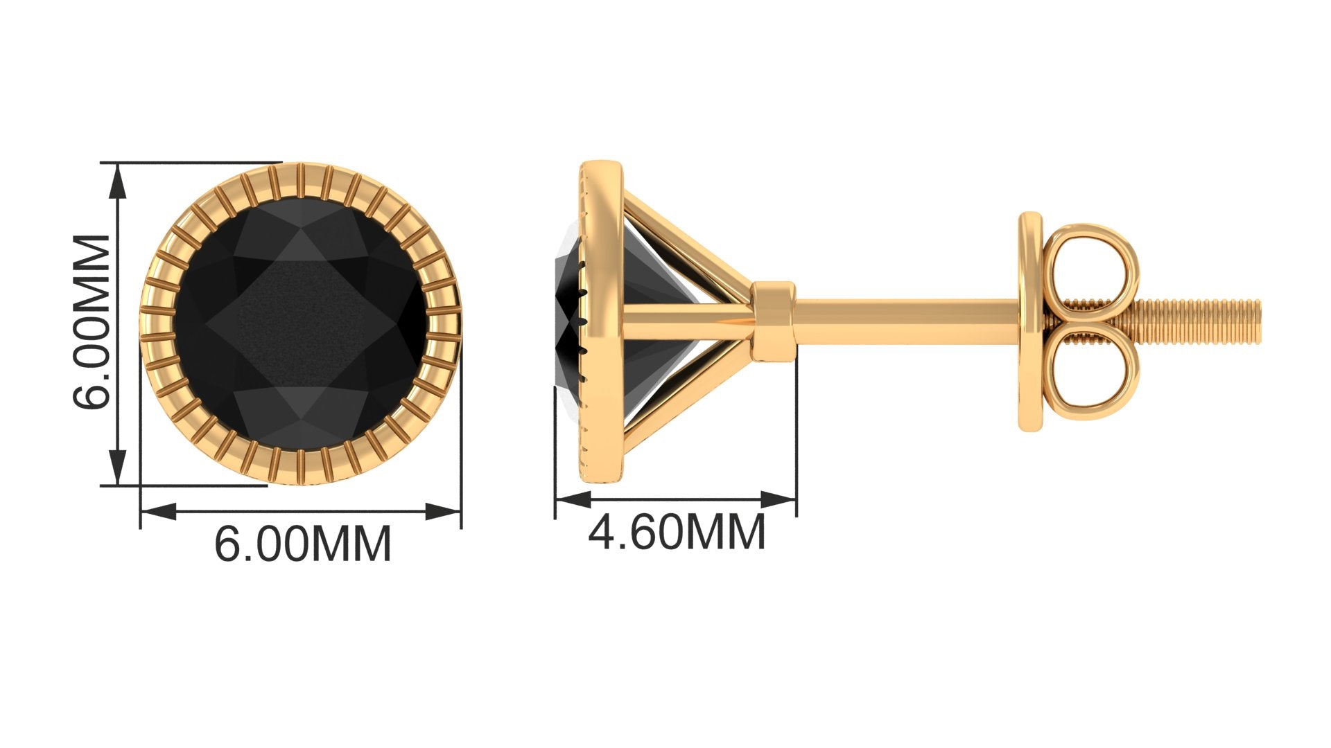 Genuine Black Onyx Solitaire Martini Stud Earrings