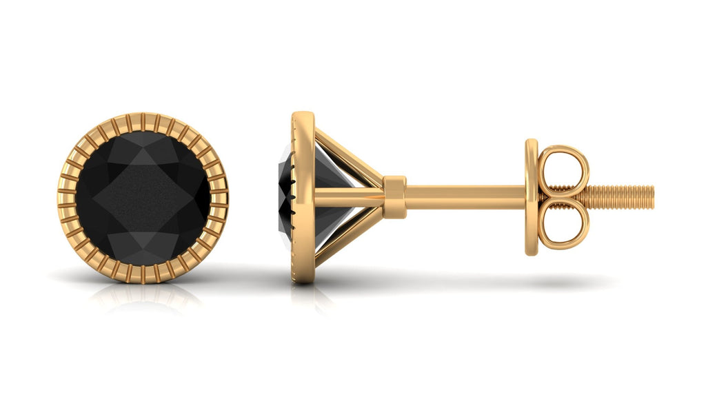Genuine Black Onyx Solitaire Martini Stud Earrings