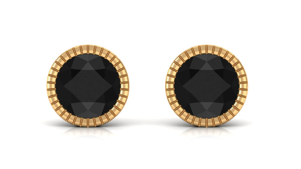 Genuine Black Onyx Solitaire Martini Stud Earrings