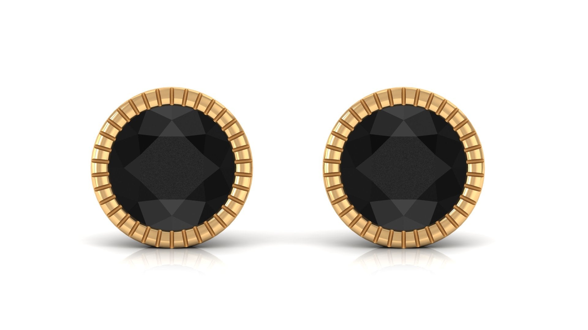 Genuine Black Onyx Solitaire Martini Stud Earrings