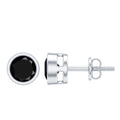 Black Onyx Solitaire Stud Earrings in Bezel Setting
