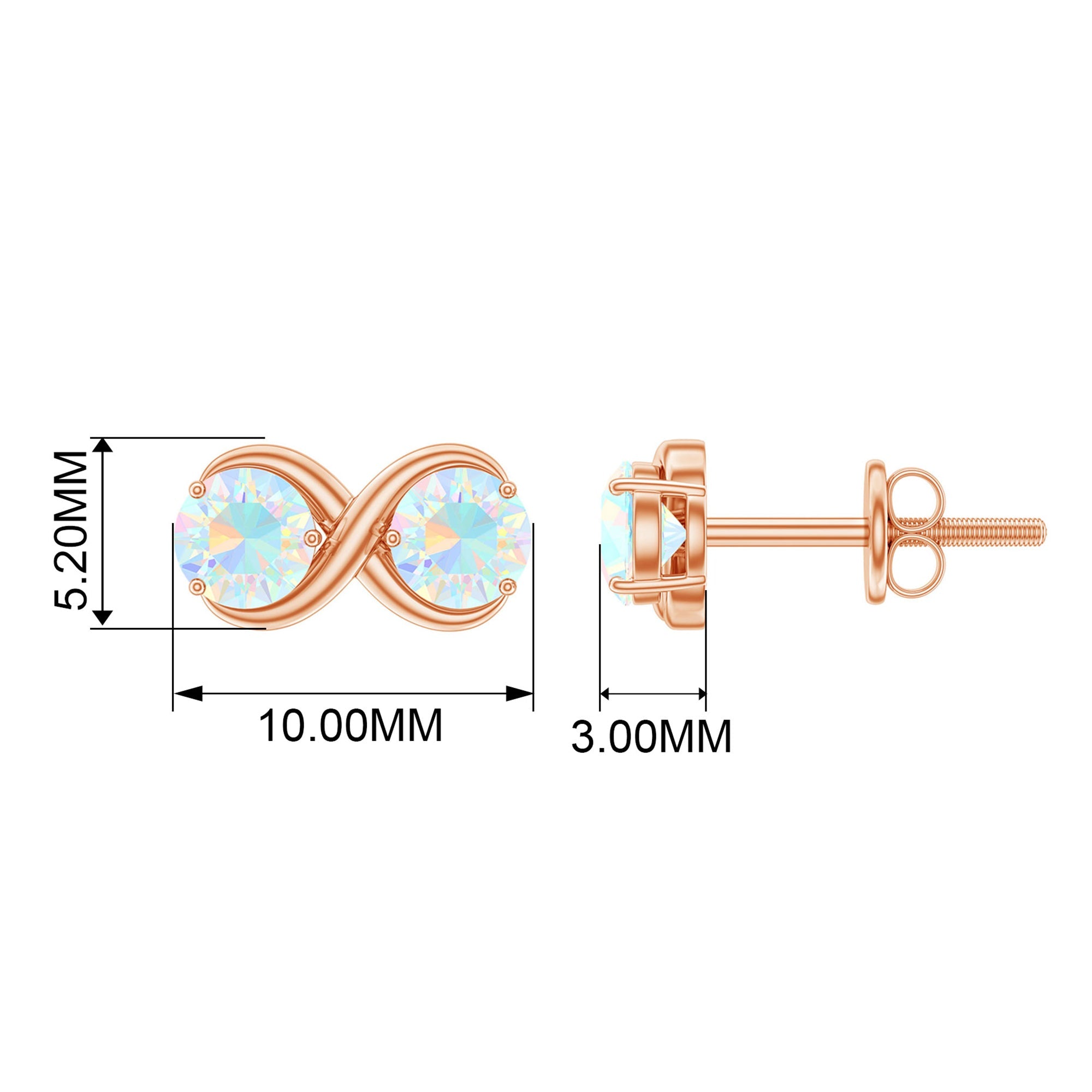 Ethiopian Opal Earrings – 1 CT Two Stone Infinity Studs With Solid Gold
