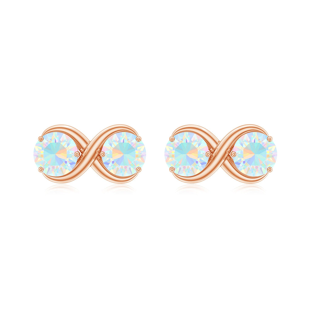 Ethiopian Opal Earrings – 1 CT Two Stone Infinity Studs With Solid Gold