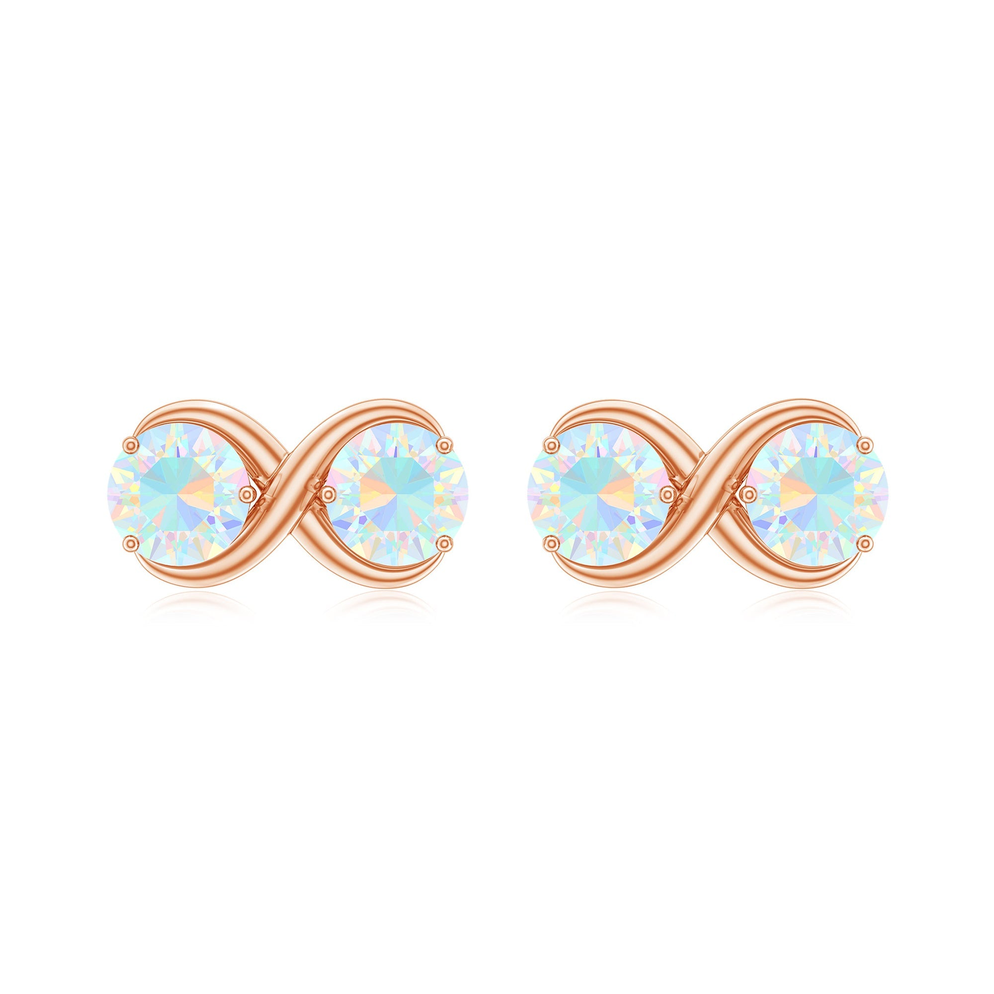 Ethiopian Opal Earrings – 1 CT Two Stone Infinity Studs With Solid Gold