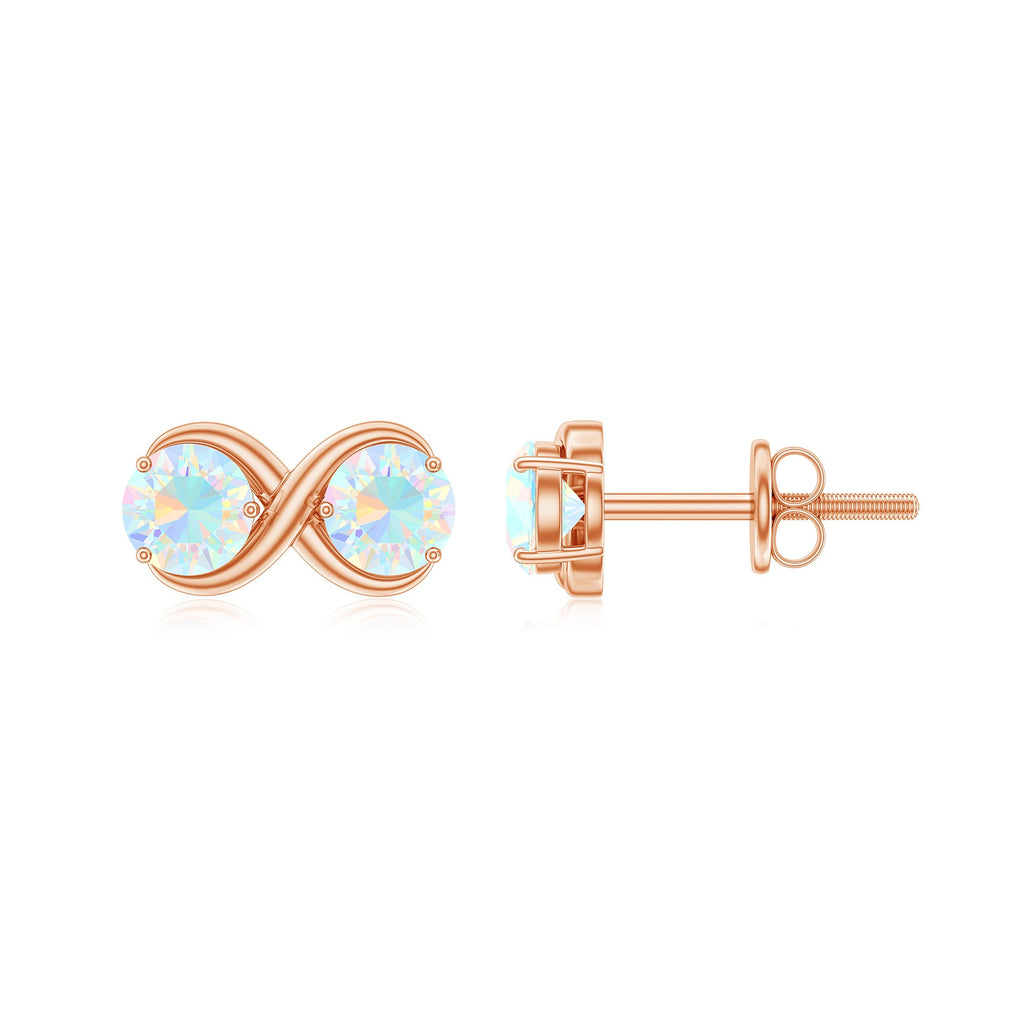 Ethiopian Opal Earrings – 1 CT Two Stone Infinity Studs With Solid Gold