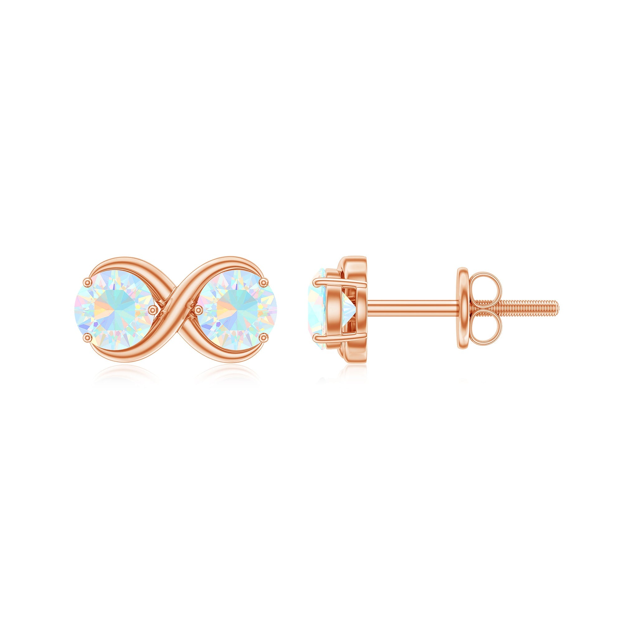 Ethiopian Opal Earrings – 1 CT Two Stone Infinity Studs With Solid Gold