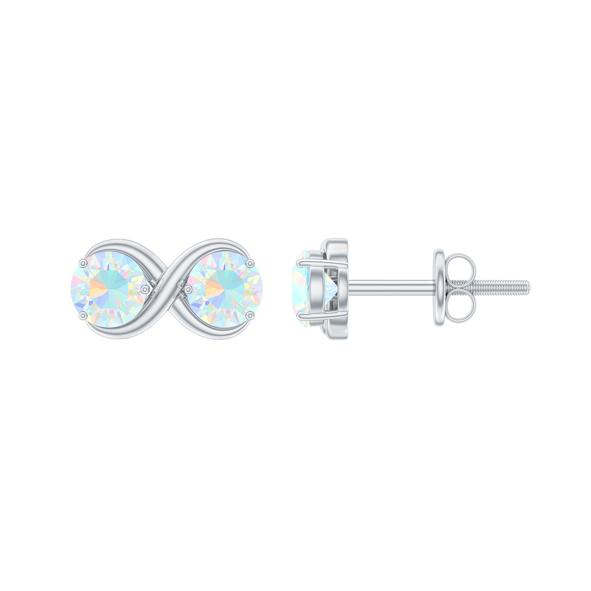 Ethiopian Opal Earrings – 1 CT Two Stone Infinity Studs With Solid Gold