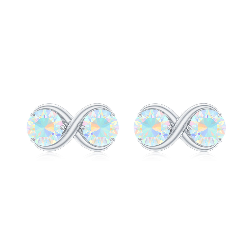 Ethiopian Opal Earrings – 1 CT Two Stone Infinity Studs With Solid Gold