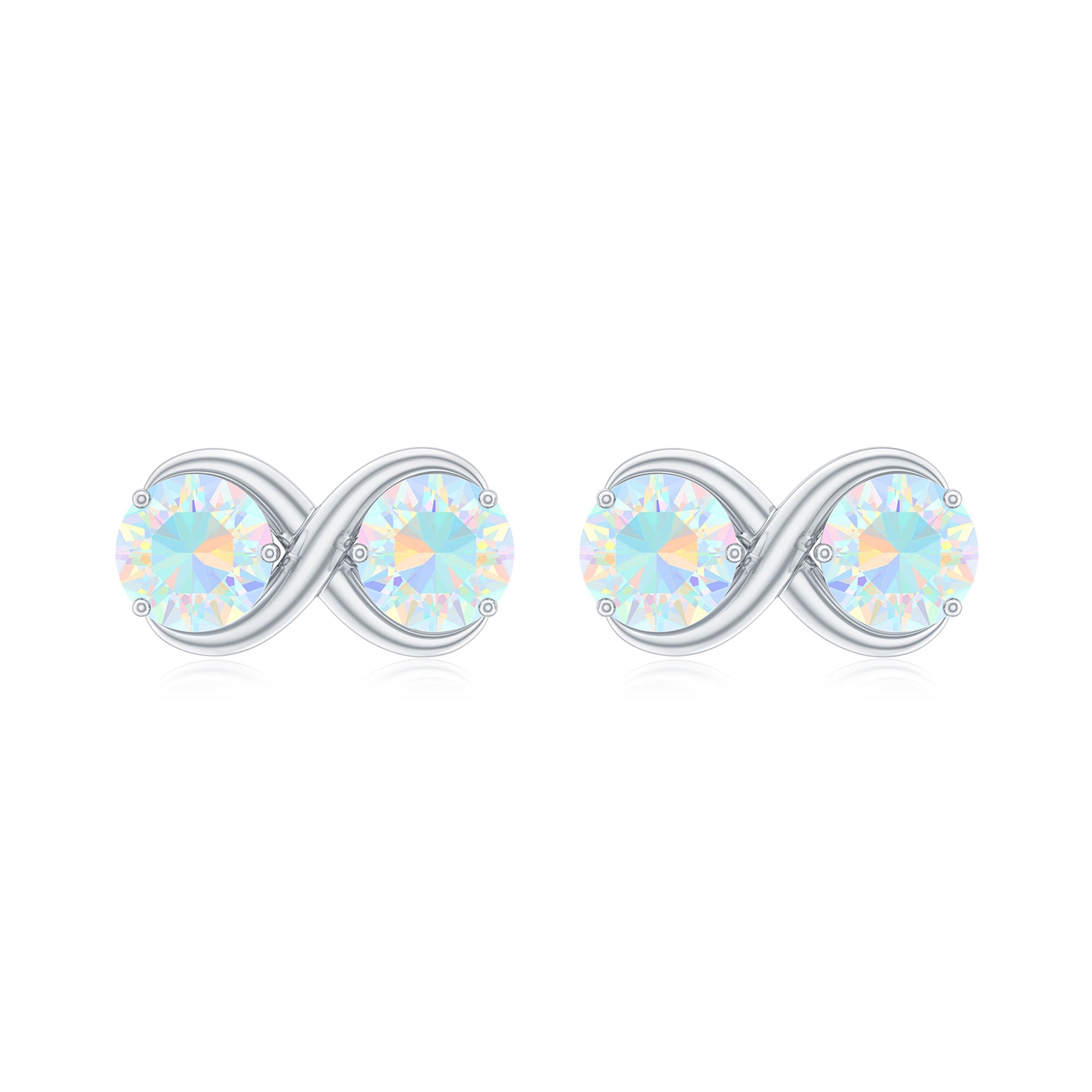 Ethiopian Opal Earrings – 1 CT Two Stone Infinity Studs With Solid Gold