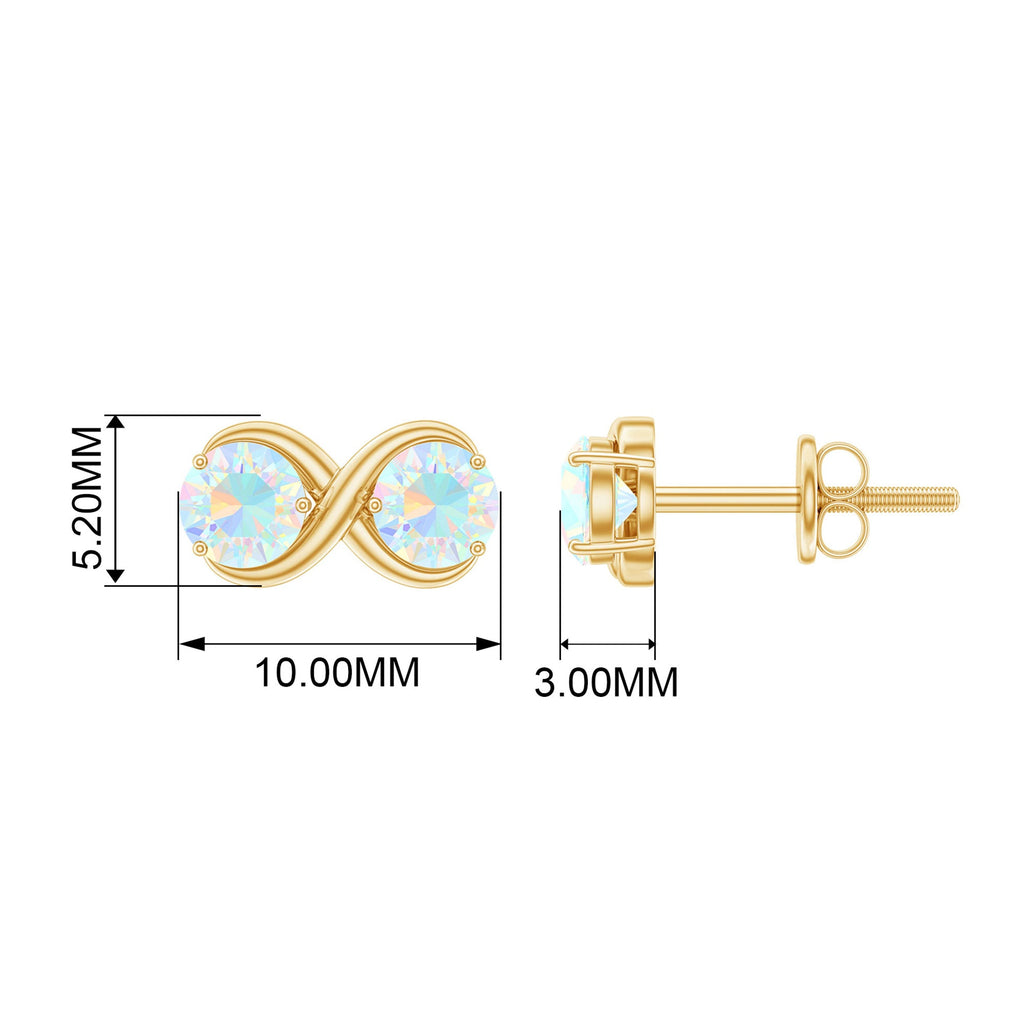 Ethiopian Opal Earrings – 1 CT Two Stone Infinity Studs With Solid Gold
