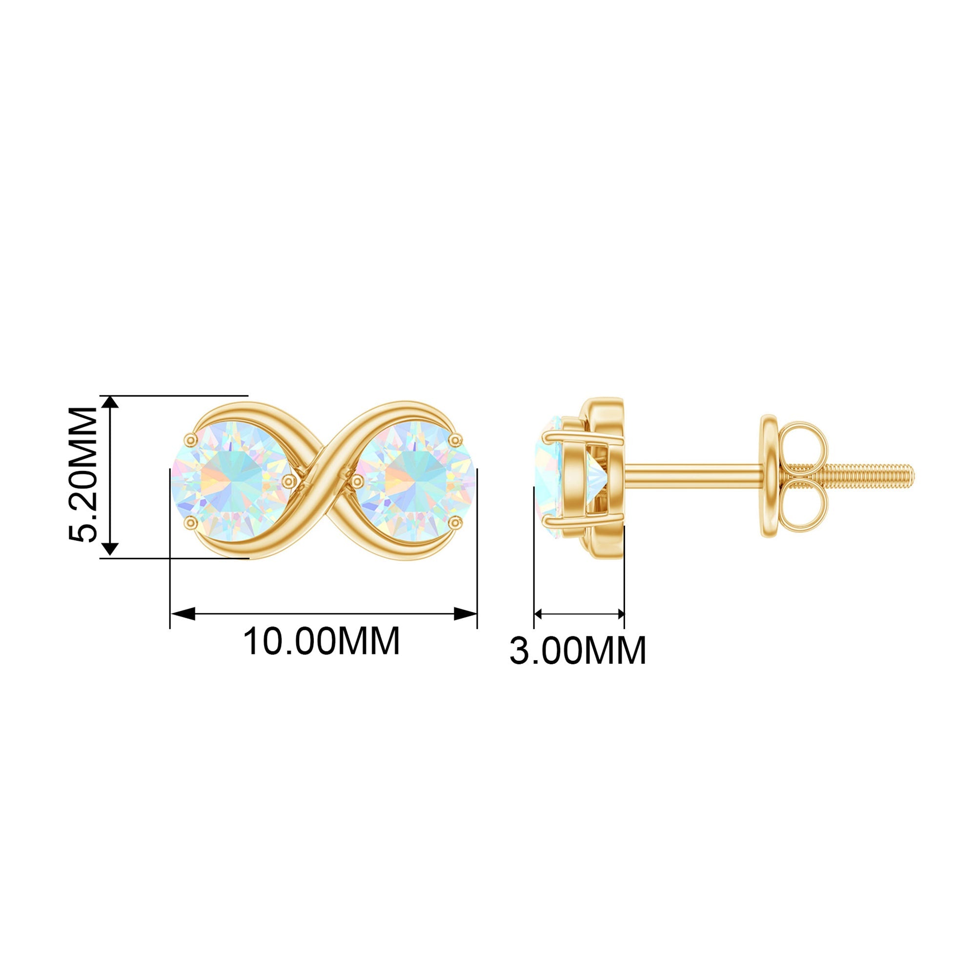 Ethiopian Opal Earrings – 1 CT Two Stone Infinity Studs With Solid Gold