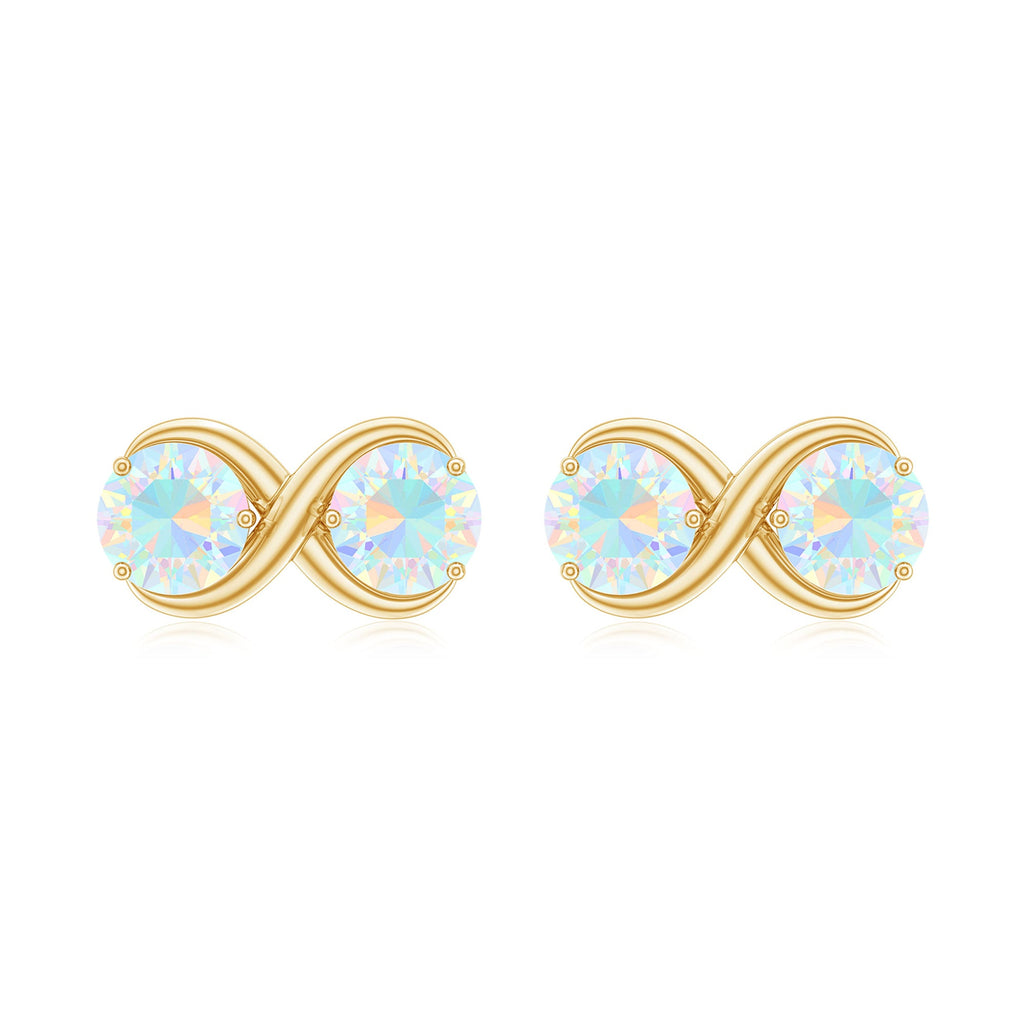 Ethiopian Opal Earrings – 1 CT Two Stone Infinity Studs With Solid Gold