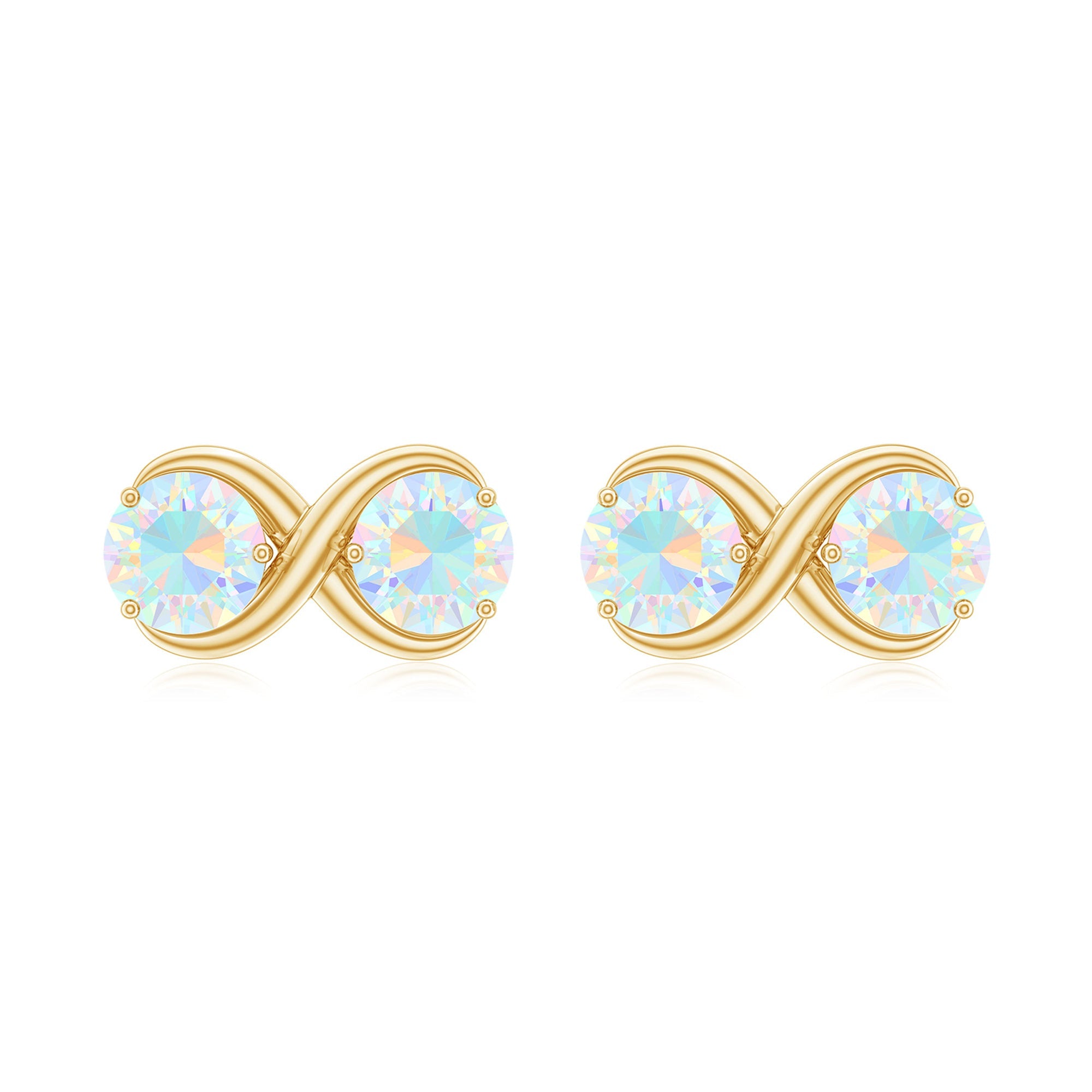Ethiopian Opal Earrings – 1 CT Two Stone Infinity Studs With Solid Gold