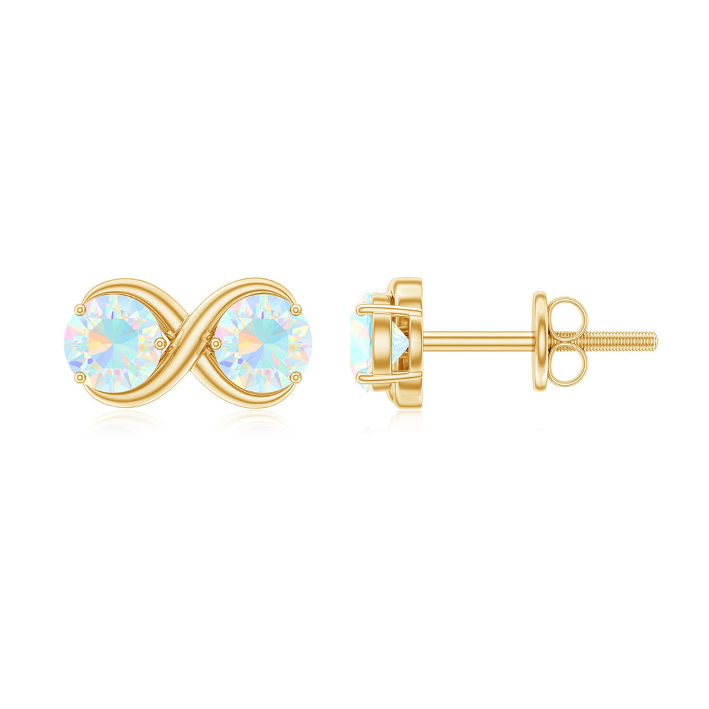 Ethiopian Opal Earrings – 1 CT Two Stone Infinity Studs With Solid Gold