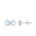 Moonstone Infinity Earrings - Solid Gold Two Stone Studs With Round Blue Gemstones