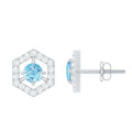 Aquamarine Diamond Earrings – Modern Geometric Design with AAA Quality Aquamarine