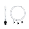 Genuine Black Onyx Hinged Hoop Drop Earrings