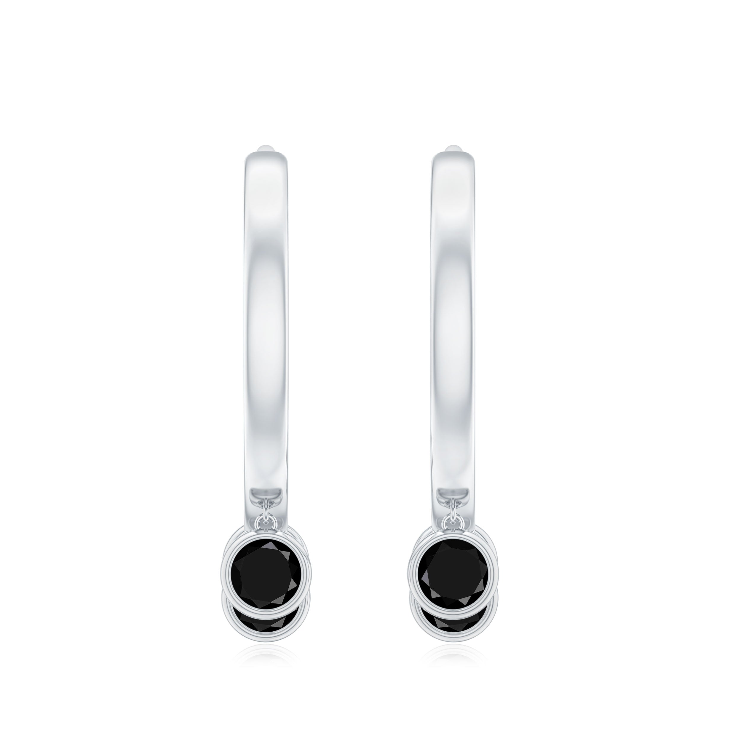 Genuine Black Onyx Hinged Hoop Drop Earrings