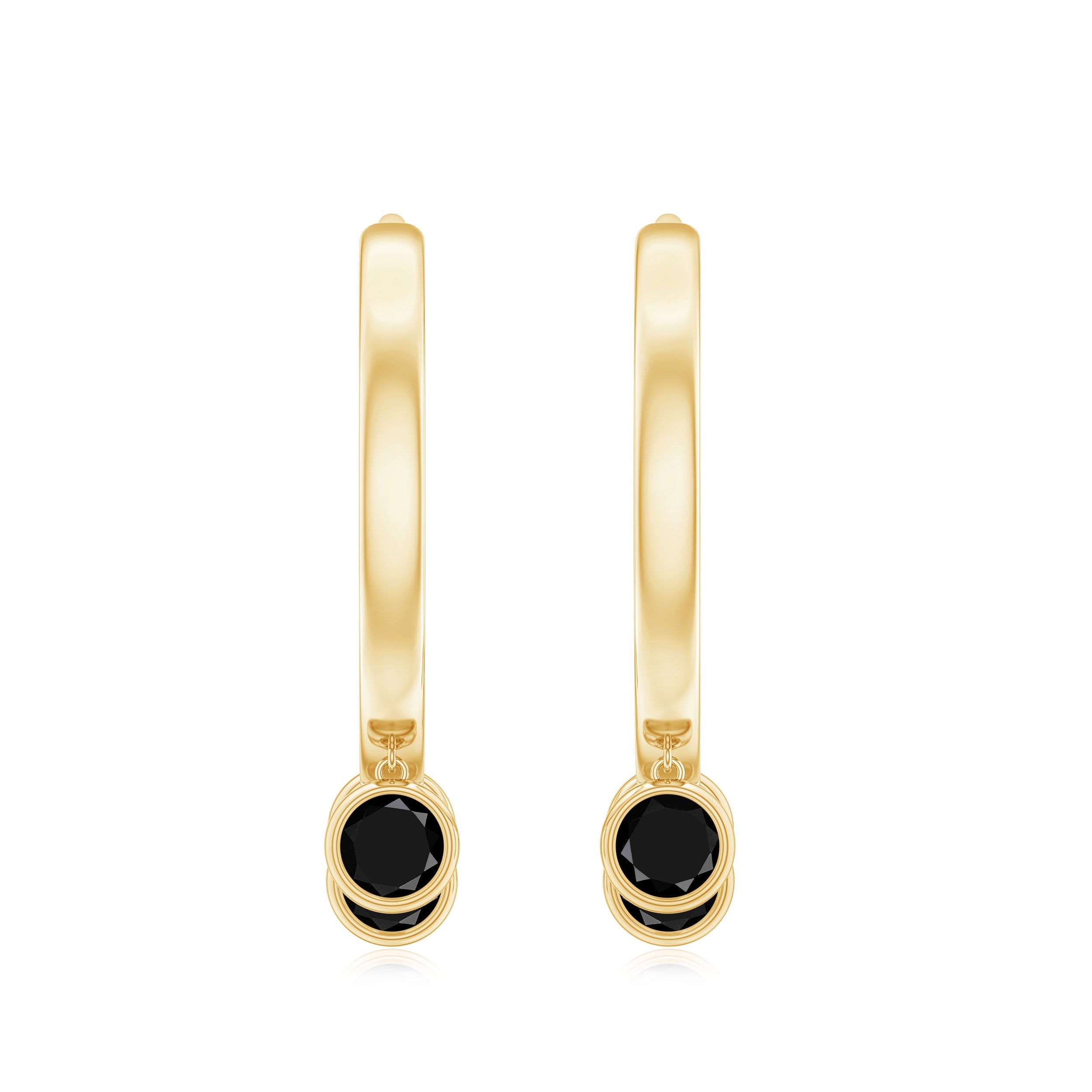 Genuine Black Onyx Hinged Hoop Drop Earrings