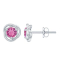 Pink Tourmaline Earrings - 0.9 Carat Solitaire Stud With Swirl Design