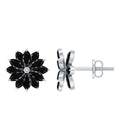 Black Onyx Earrings – Marquise Shape Floral Studs With Secure Screw Backs