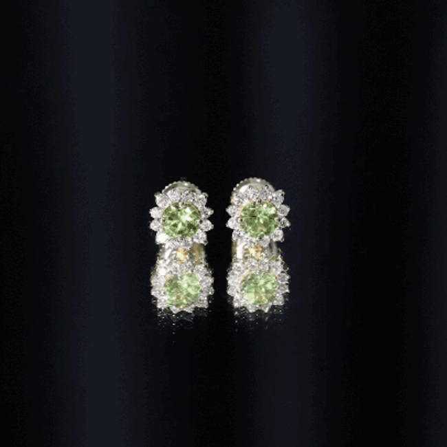 Peridot Stud Earrings – Diamond Halo Earrings | Green Gemstone Jewelry