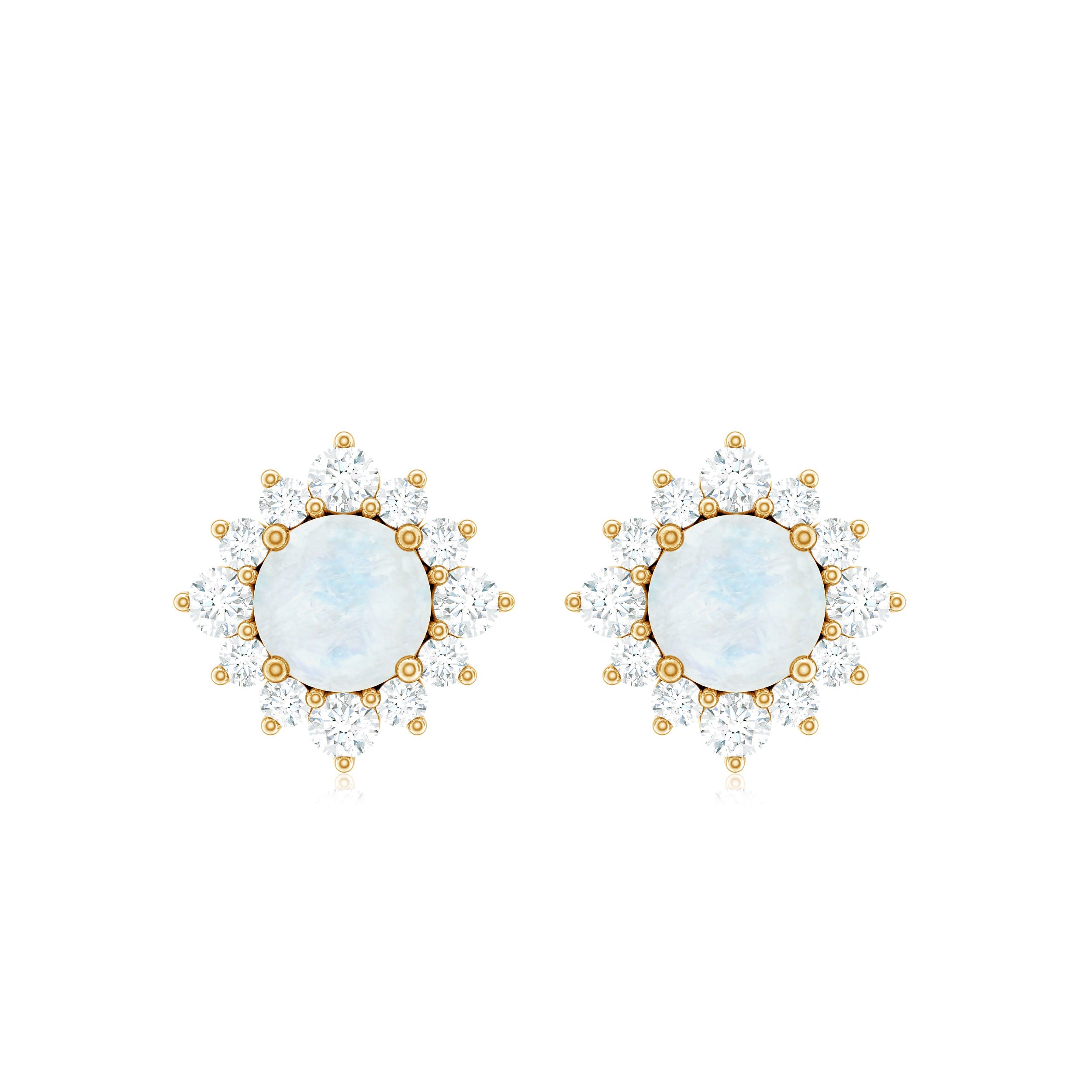 Moonstone Stud Earrings – Classic Diamond Halo Earrings With AAA Quality Gemstone