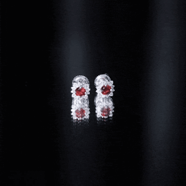 Garnet Stud Earrings - 0.6 Carat Classic Stud Earrings with Diamond Halo